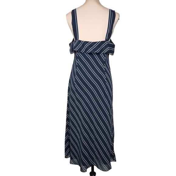 Liz Claiborne Size 14 Black White Striped Midi Dress - Picture 2 of 4